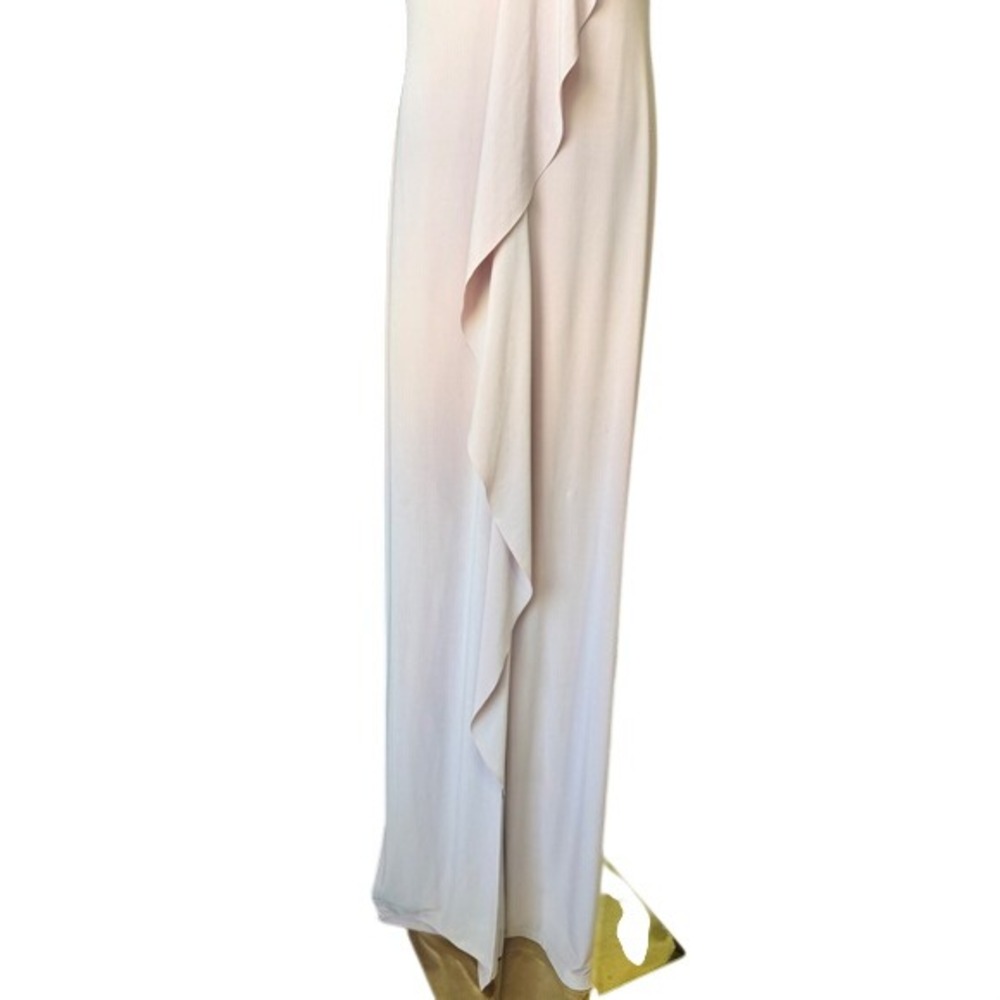 Lauren Ralph Lauren Jersey Ruffle Embellished Formal Dress Size 8 Elegant Glam - Picture 5 of 11